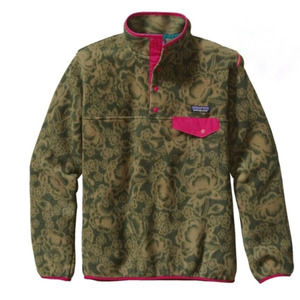 Patagonia Green Floral Synchilla T Snap Pullover